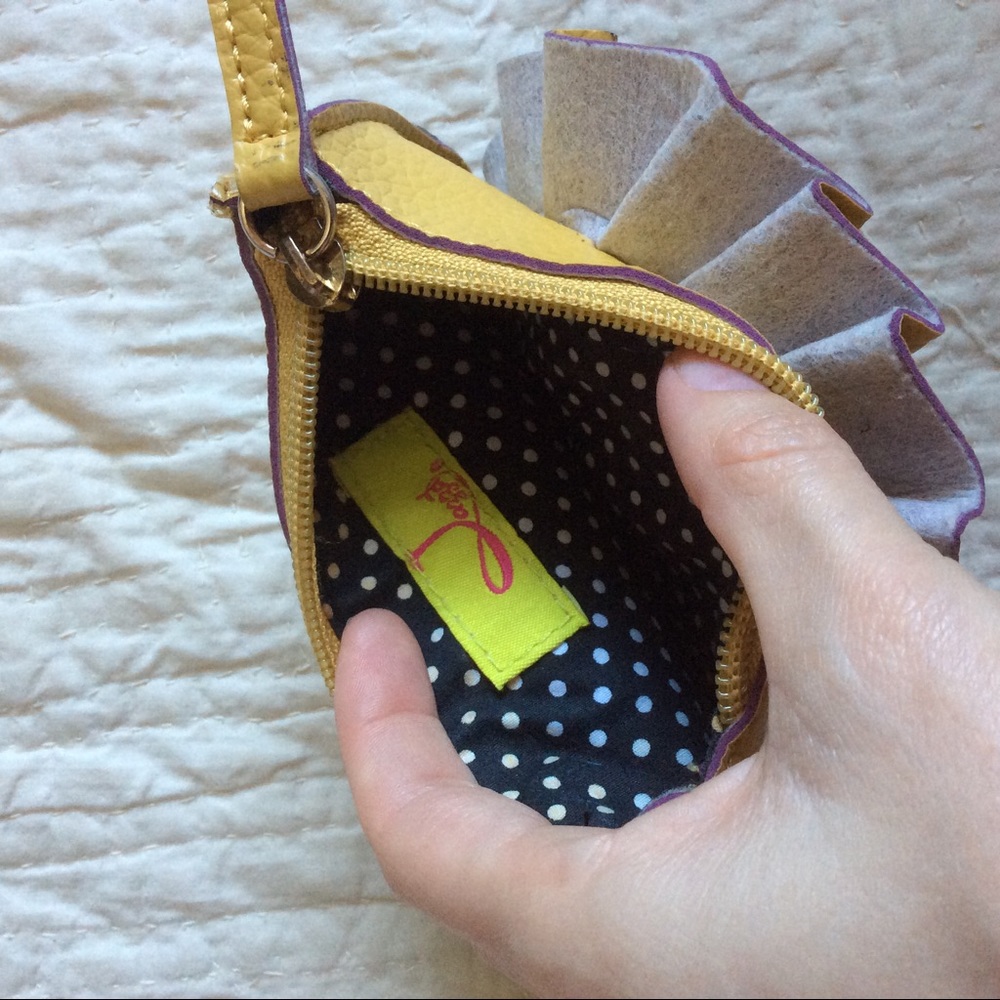 SOLD Rose Ruffle Coin Pouch Yellow - Picture 2 of 5